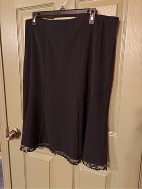 NWOT-Lane Bryant Black A-Line Skirt with Lace and Sequin/Bead Trim